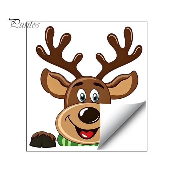 Holiday Window Clings Christmas Static Clings, Peeking Santa Reindeer Stickers, Reusable Winter Art No?Glue Cartoon Decals for Indoor?Outdoor