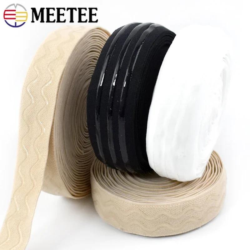 Meetee 1-5Meters Elastic Band 25/30mm Non-Slip Silicone Rubber Bands for Bra Underwear Clothes DIY Sewing Material Accessories