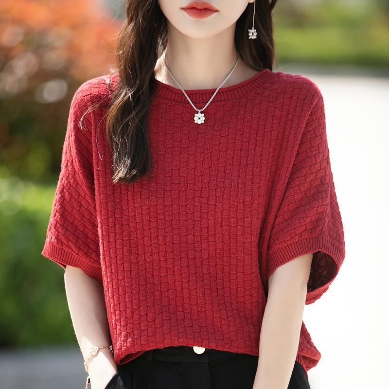 Fashionable Outer Wear Three-quarter Sleeve Top Stylish Mid-sleeve Sweater Women's Loose Bottoming Shirt Spring and Summer