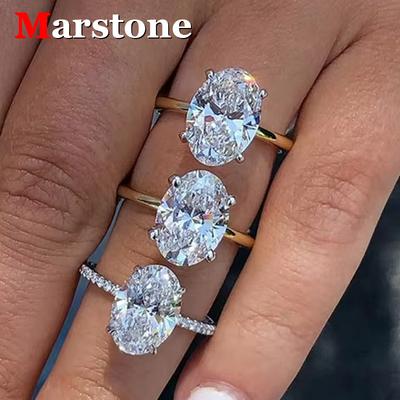 Inele pentru Femei cu Moissanit 1-3CT Culoare D VVS Diamant Oval Radiant Inel din Argint S925 Placat cu Aur Alb Bijuterii Inele pentru Femei