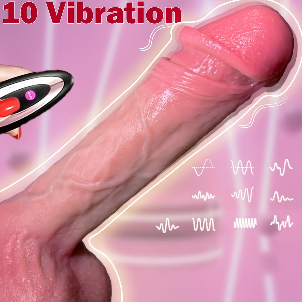 Huge Thrusting Dildo Vibrator 9.4 Inch, Big Glans Realistic Dildos With Thrusting Vibration, Big Size G-Spot Penis Adult Sex Toy For Woman