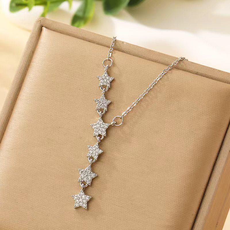 Women's Silver Titanium Steel Necklace with Micro-Inlaid Zircon - Elegant, Durable Clavicle Chain Jewelry