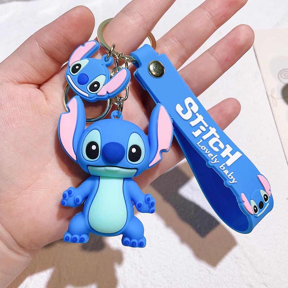 Stitch Keychains Car Key Handbag Accessories Pink Angel Anime Figures Keyring Christmas Gift