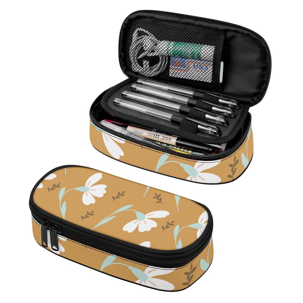 Pen Case Spacious Storage 300D Polyester Secure Zipper Closure with Mesh Pocket Removable Divider and Pen Slots for Everyday Study