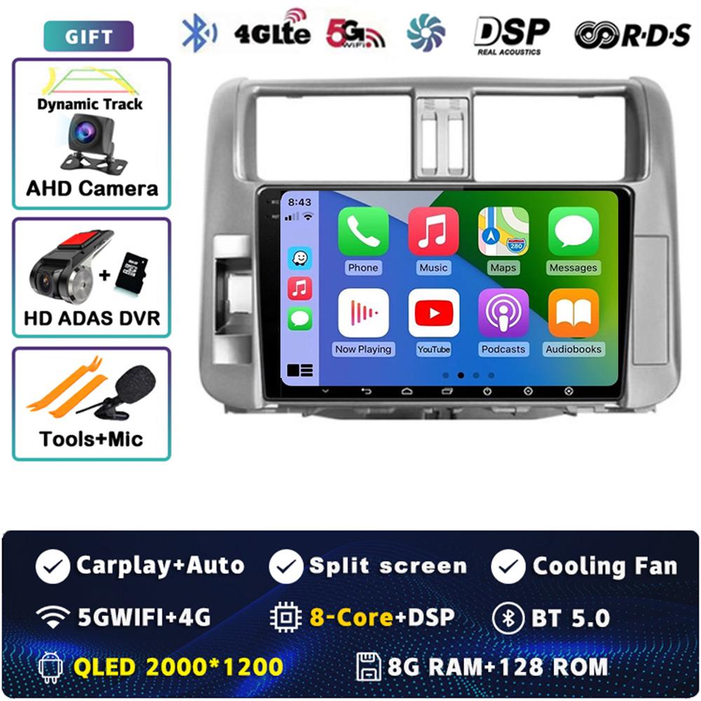 Android 14 Carplay Car Radio For Toyota Land Cruiser Prado 150 2009- 2013 Multimedia Video Player Navigation GPS Stereo 2Din DVD