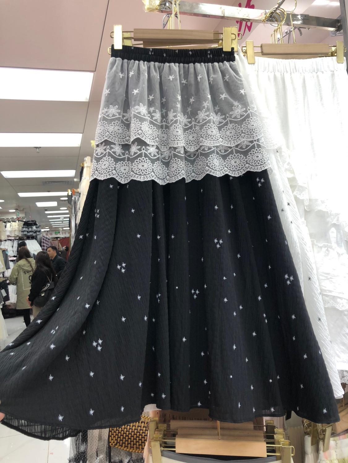 

Юбка Mori sweet small floral женская кружевная поддельная двухсекционная занавеска для весны и лета с высокой талией и тонкая юбка A word средней и длинной длины one size fits all