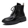Mode AIYUQI Winterstiefel Damen 2025 Neu Echtes Leder Mode Damen Stiefeletten Schnürung Pelz Damen Motorradstiefel