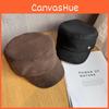 Solid Color Simple Gold Logo Decor Women Casual Suede Beret Hat Fall For