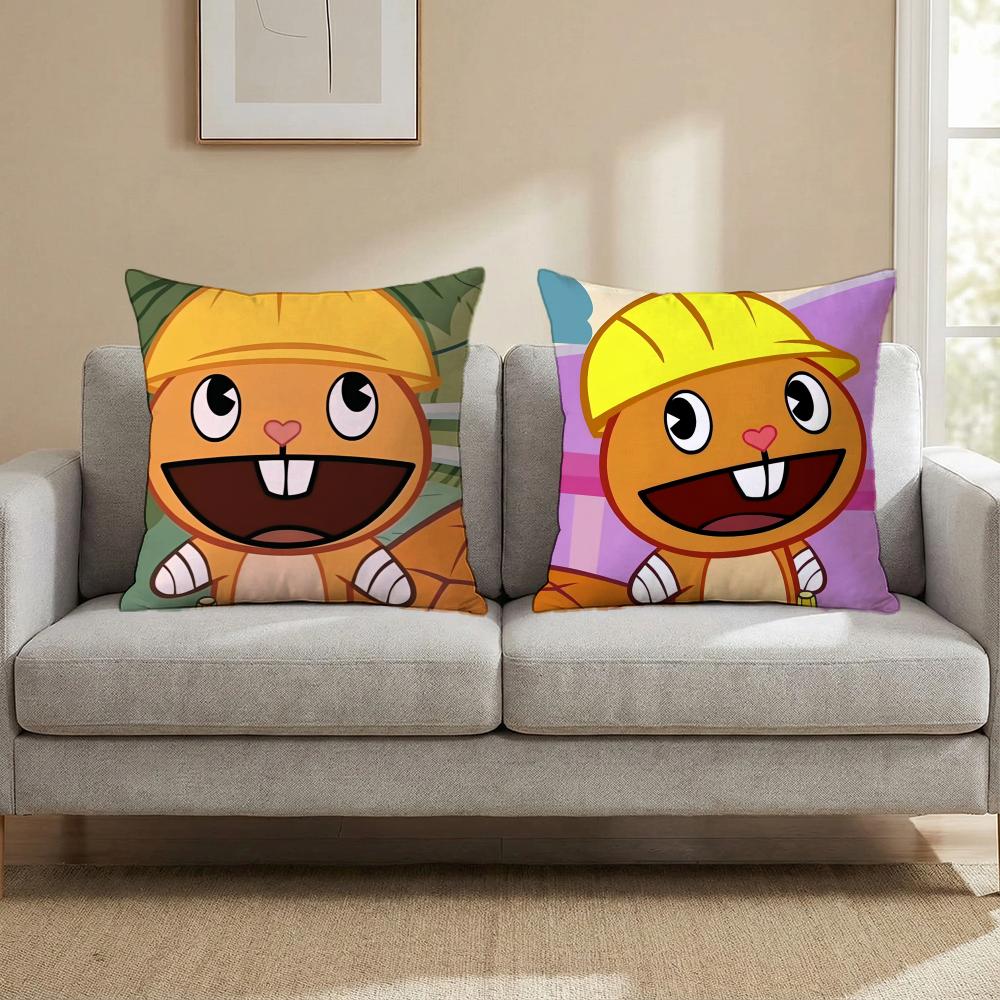 N-Nutty H-Happy Tree F-Friends Cushion Cover Multi-Scene Pillow Cover for Home & Car - Reversible, Soft & Durable for Daily Use