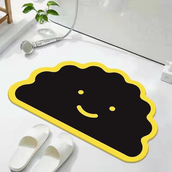 Cute Black Cat Shaped Quick-Dry Diatomaceous Earth Bath Mat Funny Cat Lovers Soft Diatom Mud Absorbent Floor Mat