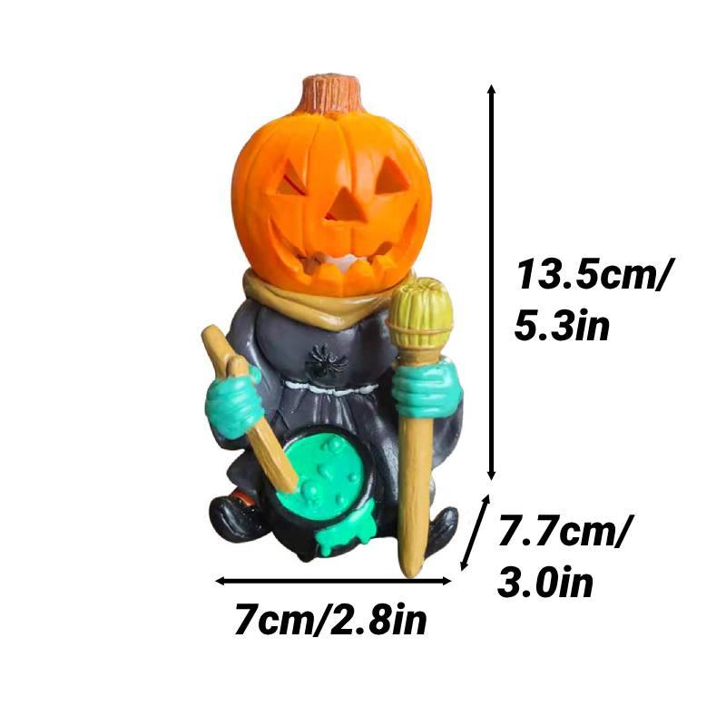 Pumpkin Resin Knight Halloween Decoration Figurine Light Garden Ornament Gift