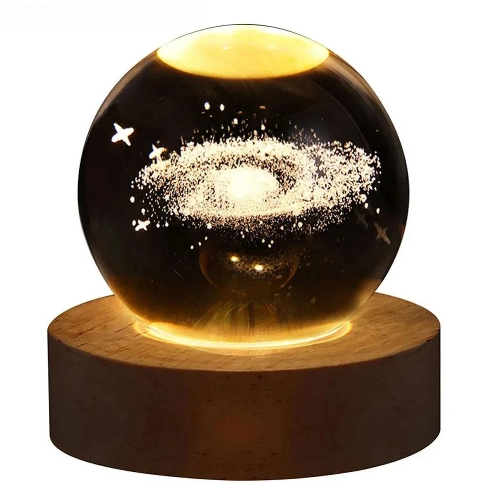 Unique 3D Crystal Ball Light with Galaxy and Planetary Projection USB Night Light Suitable for Desktop Decoration and Home Decor