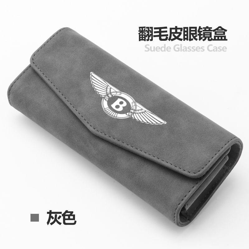 Suede Car LOGO Visor Glasses Storage Box Sunglasses Accessories For New Bentley Flying Spur Continental GT Bentayga Mulsanne