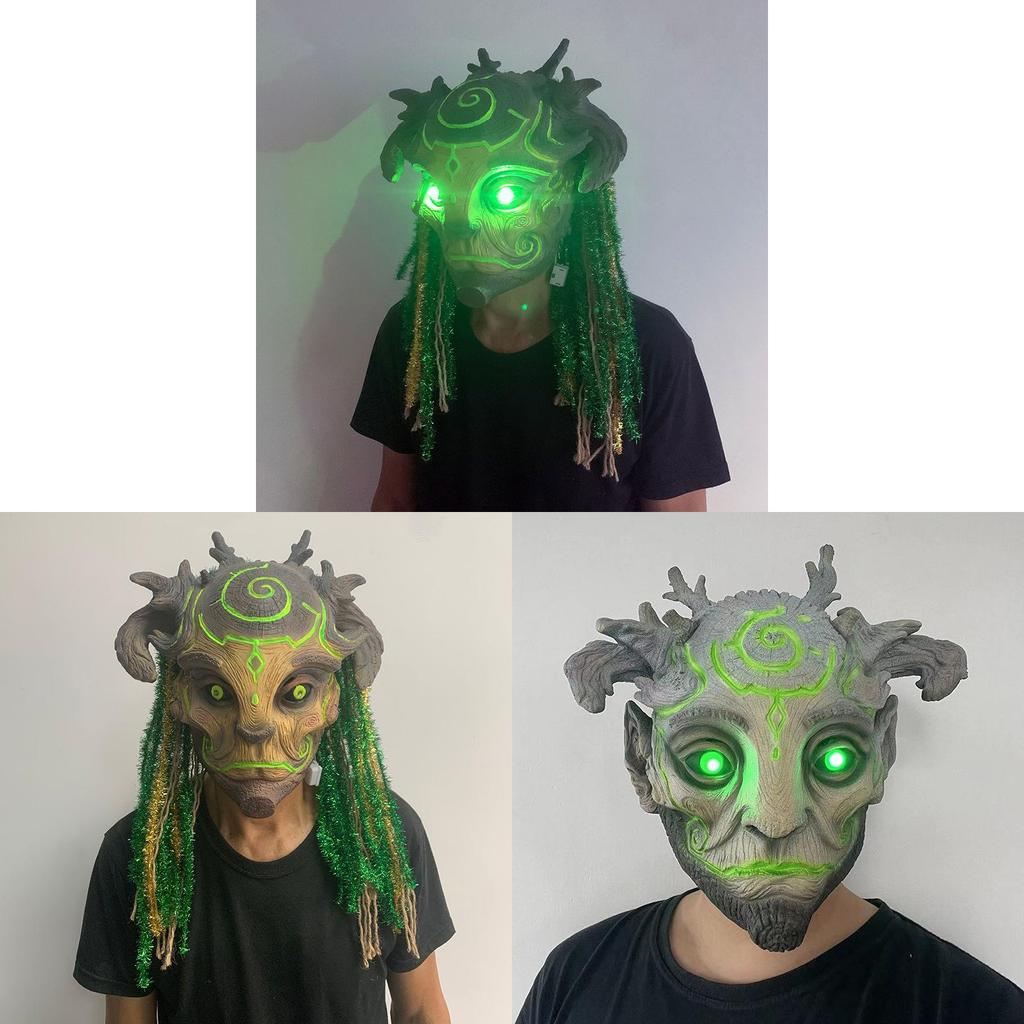 Baumgeist Latexmaske mit leuchtenden Merkmalen für Kostümpartys und Cosplay-Events
