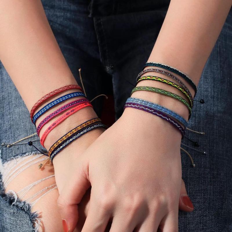Wholesale Handwoven Bracelet Colombia Cloth Braided Wristband Bracelets for Women Men Gift Hippie Boho Friendship Jewelry