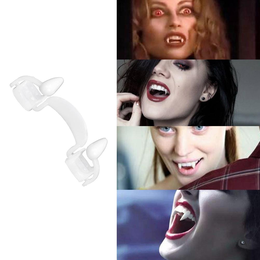 Halloweenské zuby zatahovací silikonové tesáky protézy Cosplay rekvizity