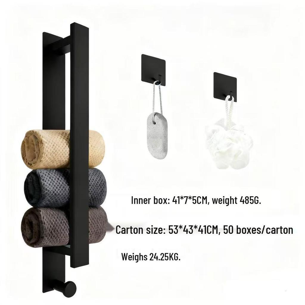 Edelstahl Handtuchstange ohne Bohren mit Haken - Wandmontierte vertikale Stange