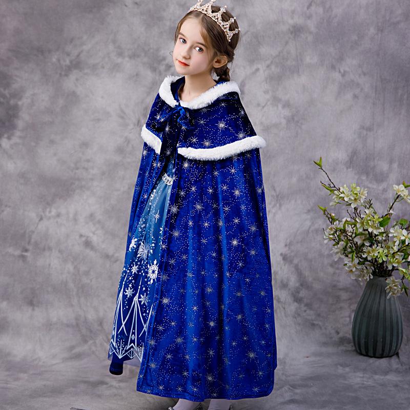 Mädchen Kälteabweisendes Elsa Prinzessin Samt Cape mit Fleecefutter