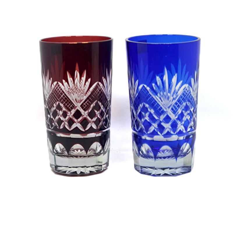 Jinzhi Japanisches Farbwhiskey-Kristallglas Weinglas Japanische Edo-Schnittschale Nein. 2 Wasserbecher Whiskeybecher