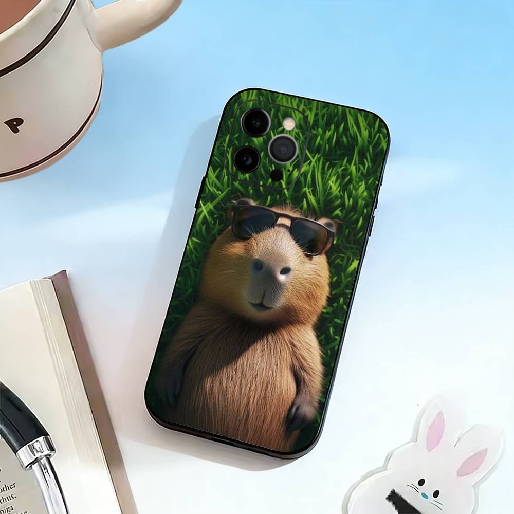 

Cute-Capybara Phone Case For iPhone 17, 16,15,14,13,12,11 Plus,Pro Max, Others Soft Black Cover iPhone17promax