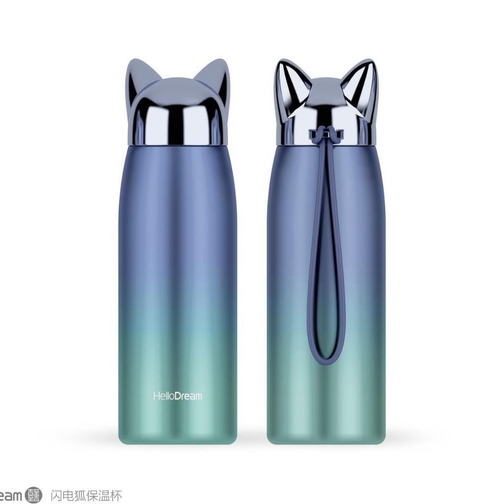 300ml Roztomilá termoska s kočičími oušky Kawaii nerezová vakuová láhev, Přenosný cestovní hrnek pro dívky a dárky