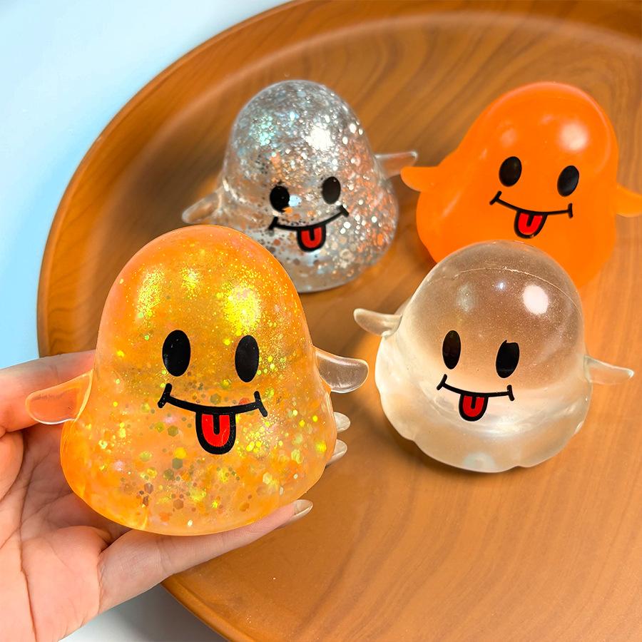 1pcs Soft Squeeze Toy Halloween Fidget Toy Ghost Decompress Squeeze Stress Ball Creative Prank Toy for Adults Halloween Gifts