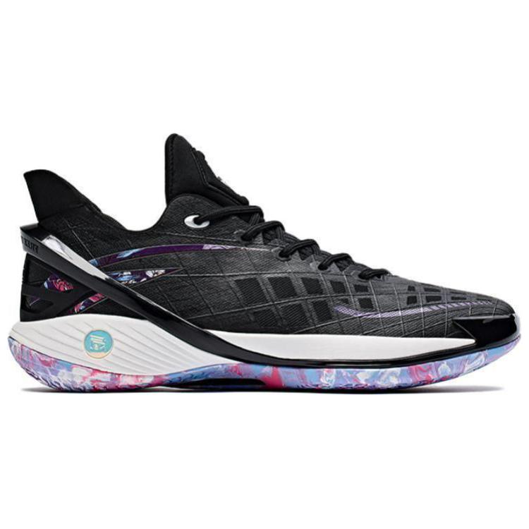 Anta Lightweight Series Shock Absorbing Durable Low Top Basketball Shoes Men Sneaker Black Purple 112421614-3
