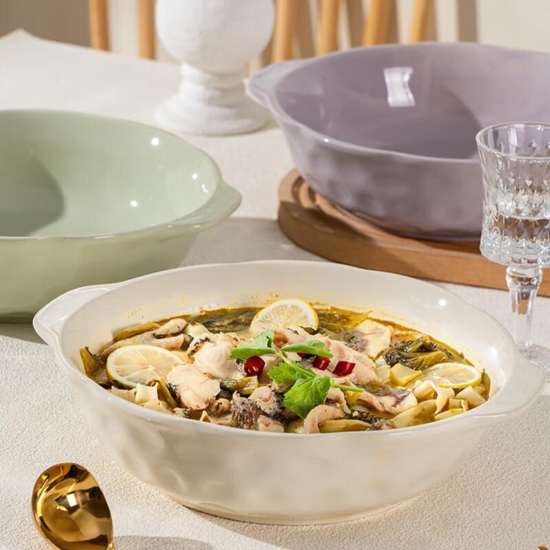 10-inch Ceramic Double-Handle Soup Bowl