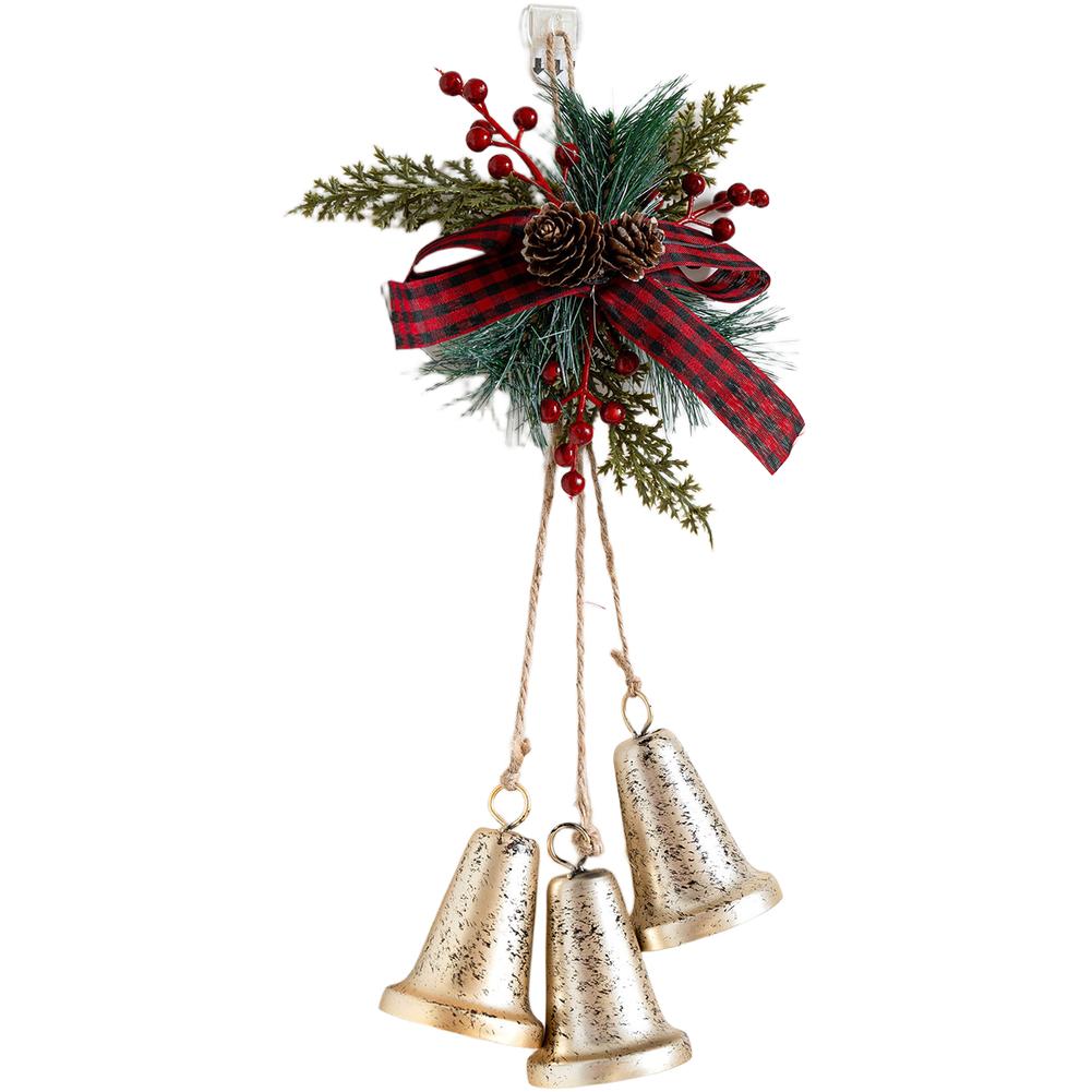 

Christmas Tree Iron Bell Ornament with Painted Metal Craftsmanship and Pleasant Ringing Sound Suitable for Holiday Hanging Decor золотистий