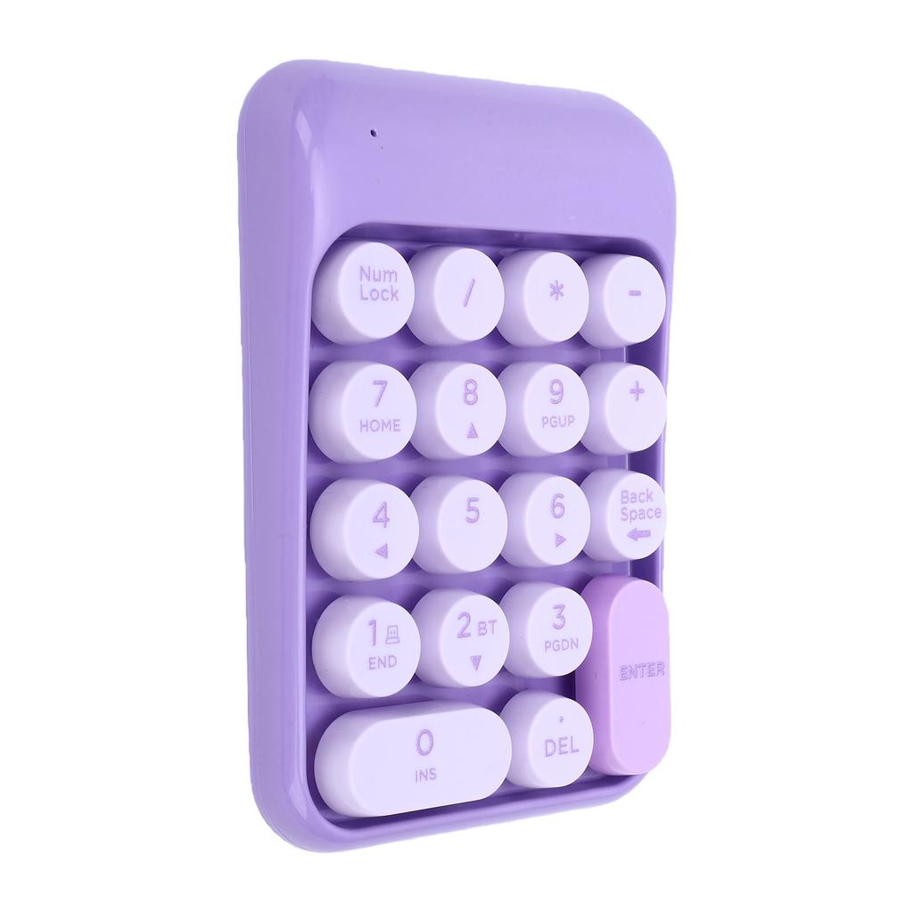 Wireless Number Pad 18 Key 2.4G Numeric Keypad Financial Accounting Numpad Keyboard for Home Business Work Purple