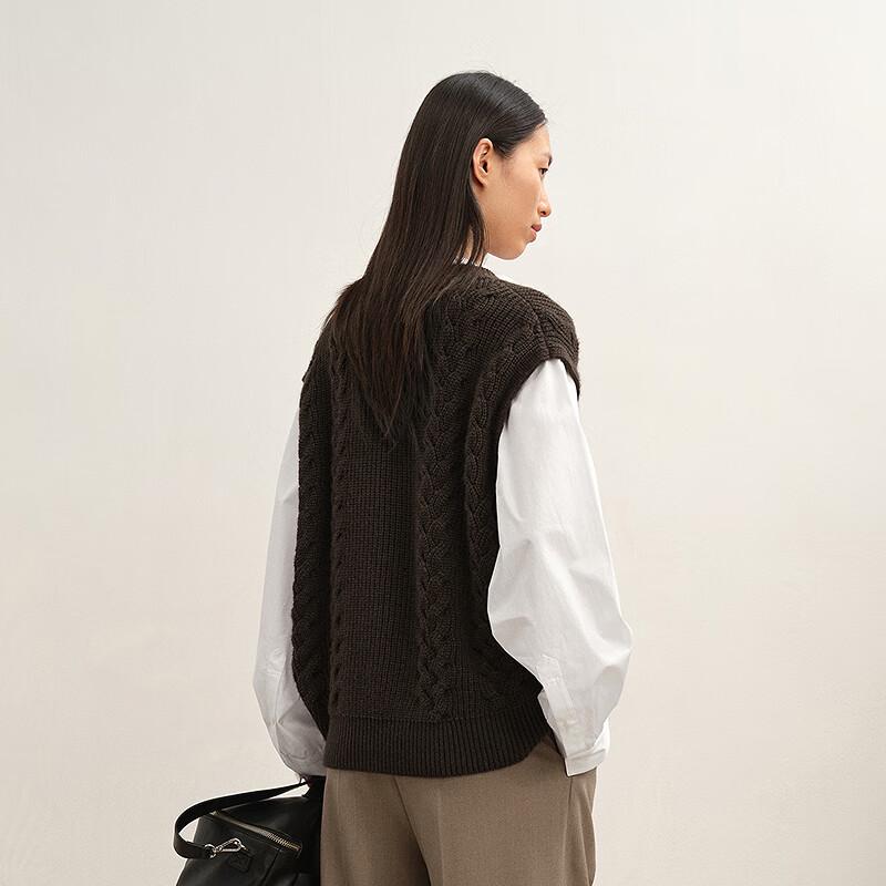 LESS 2025 Winter Wool Blend Faux Two-Piece Knit Sweater