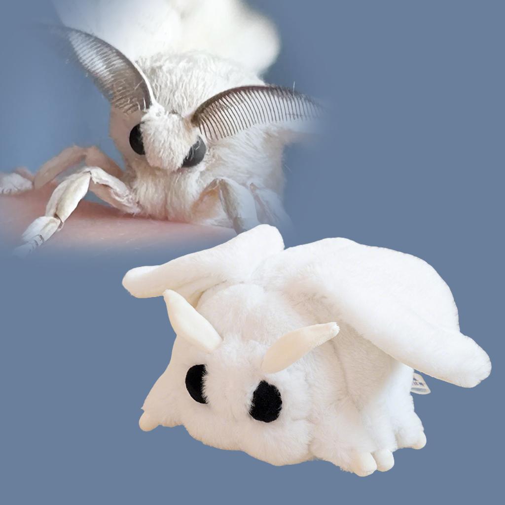 Peluche Falena Occhi Grandi Bianco Animale Soffice Carino Ali in Velluto Morbido Peluche Insetto Regalo di Compleanno Natale per Amanti degli Insetti