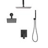 Shower Faucet Set, 254 mm Ceiling Mount Rainfall Shower System with 152 mm Wall Mount Head and 2 in 1 Handheld Spray, Rotatable 3-Function Dual Rain