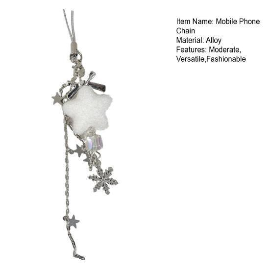 Schneeflocke Weihnachten Handyband für Frauen Winter Plüsch Beflockung Schlüsselanhänger für Tasche Kameratasche Mode