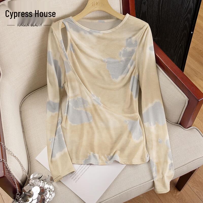 Women s Irregular Tie-dye Slim Fit Long Sleeve Top L