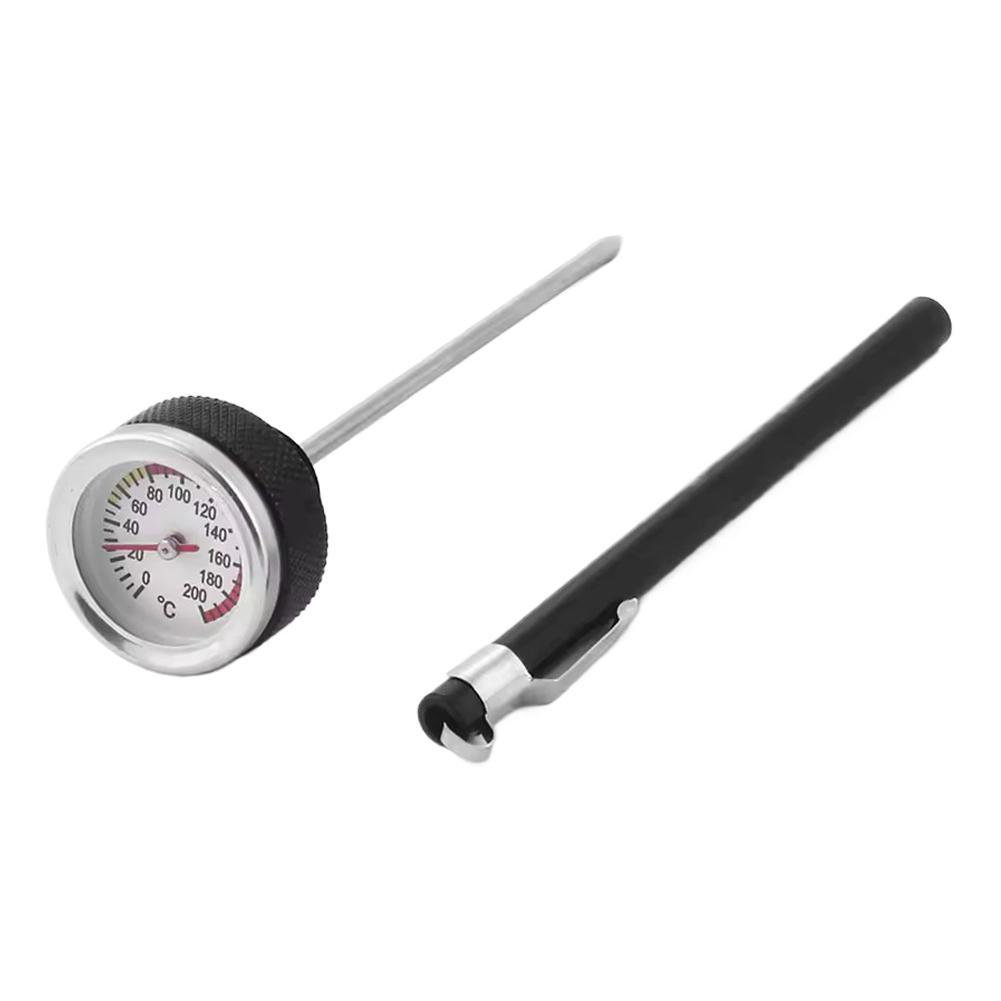 Motorcycle Fuel Tank Caps With Oil Temperature Gauge Pointers 0-200℃ Dial Black Meter Silver Gauge M20x1.5/M20x2.5 K9C9