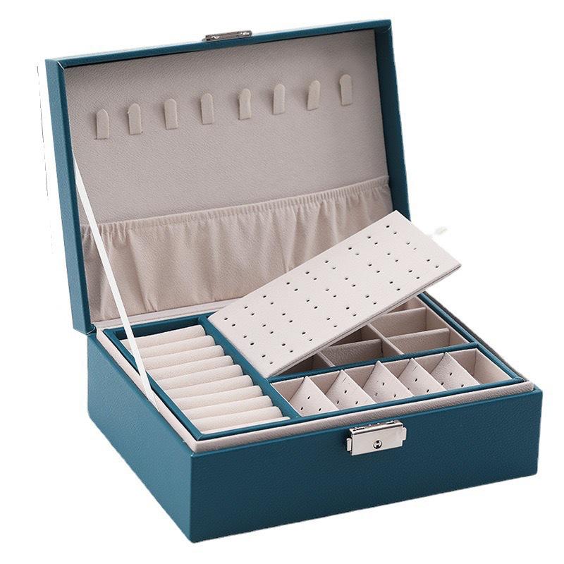 Double-Layer Lockable Jewelry and Ornaments Storage Box with Large Capacity