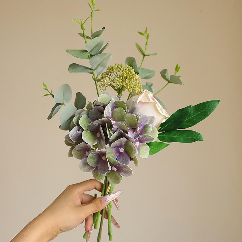 Plastic Artificial Hydrangea Rose Bouquet Luxury Fake Flower  Home Hotel Table Decor