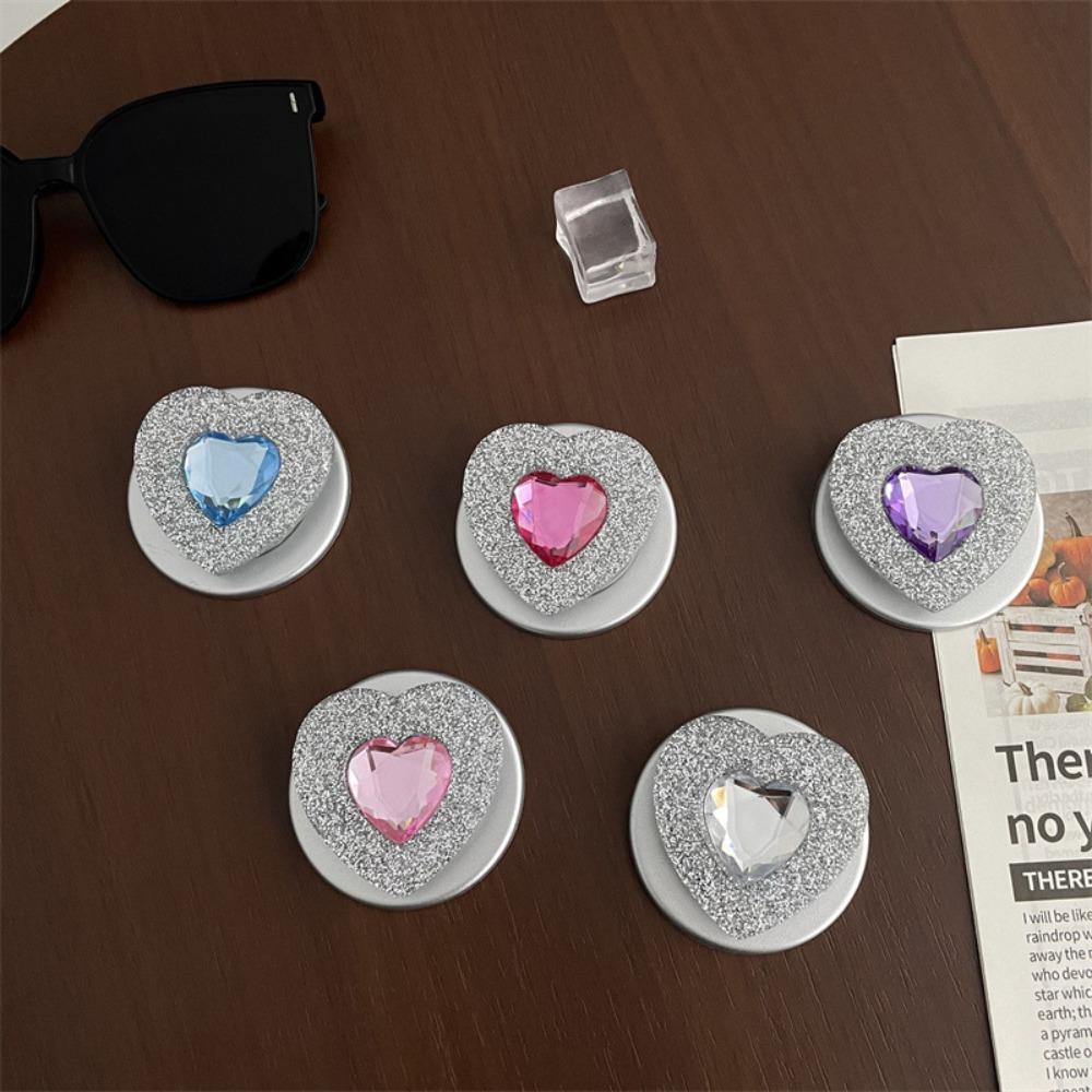 For Magsafe Magnetic Phone Holder Luxury Glitter Rhinestone Heart Simple Design Expandable Foldable Strong Magnetic Airbag Stand