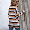 Oversize Women Loose Stripe Sweatshirt Sweater Round Neck Tshirt