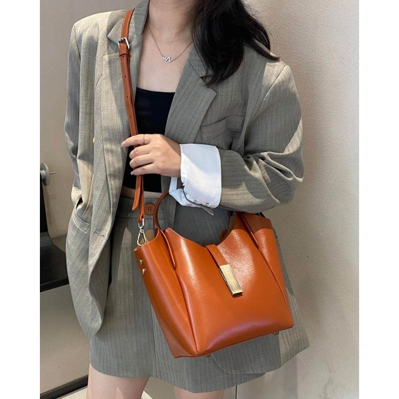 

Сумка-корзина для овощей женская корейская новая мягкая кожаная сумка высокого класса большая вместимость модная сумка-тоут для женщин 20*12*24cm