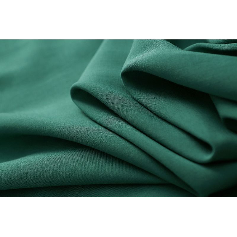 Export Single Minimalist Pure Color Cotton Silk Shirt Women's Summer Ultra-Thin Artificial Cotton Rollable Sleeves V Neck Tops Loose Cool