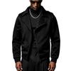 Mens Lapel Collar Motorcycle Jacket, Asymmetric Zipper Long Sleeve Casual Outerwear for Daily Wear