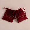 50Pcs Personalized Logo Beige Jewelry Drawstring Bag Thick Velvet Pouch Boutique Cosmetic Wedding Favors Candy Organizer Pockets