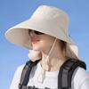 Wide Brim Shawl Sun Hat Women Anti-UV Hiking Fisherman Cap Spring Summer Solid Beach Hat Foldable Outdoor Travel Sun Hat Korean