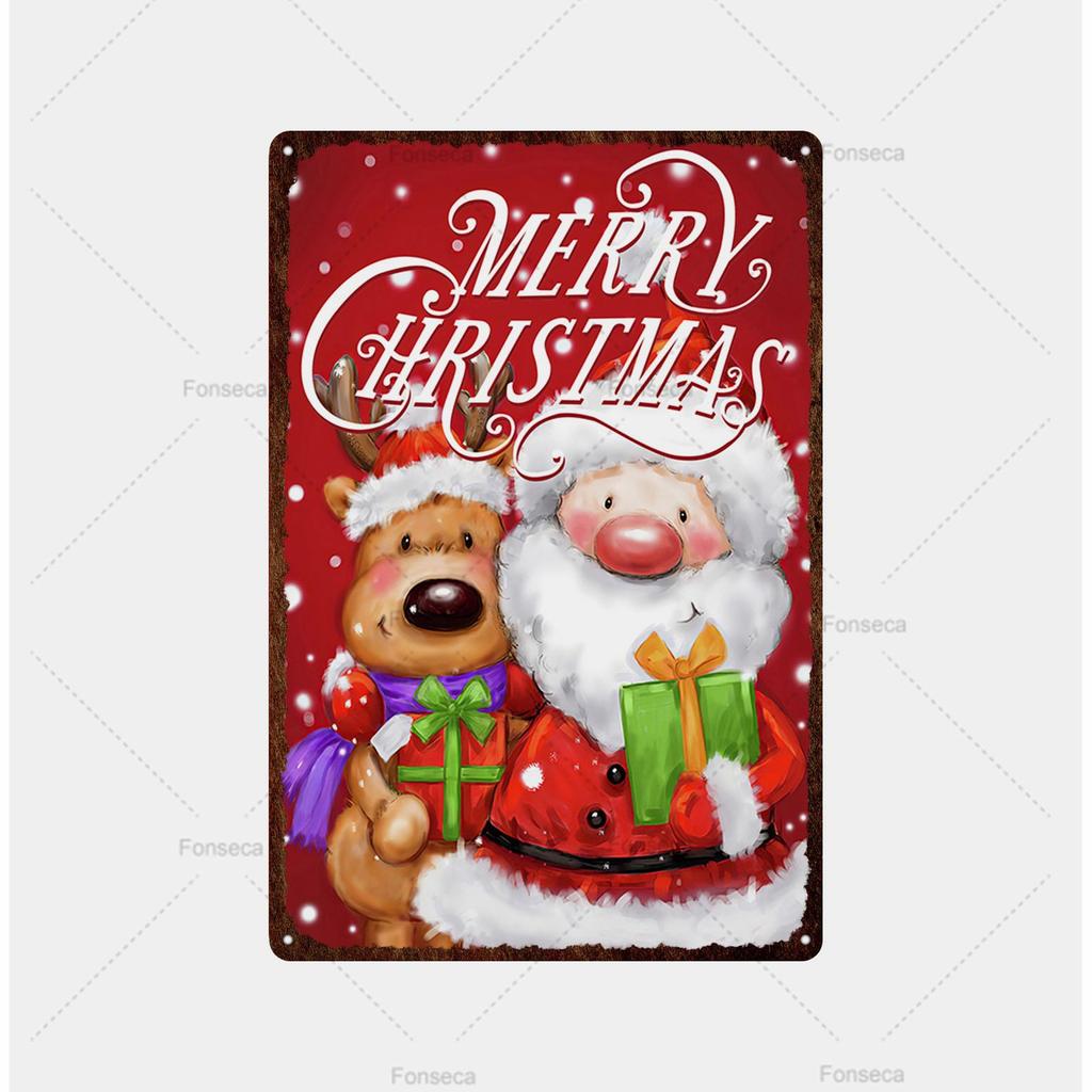 Santa Claus Snow View Metal Sign Vintage Tin Sign Metal Vintage Bar Vintage Wall Decoration Bar Club Metal Poster