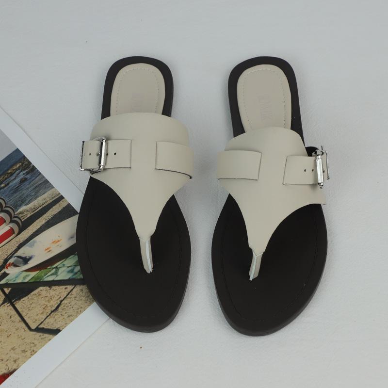 Summer Slippers Women's Beach Flip Flops Comfortable Soft Sole Ladies Slides Casual Buckle Belt   Flat Shoes