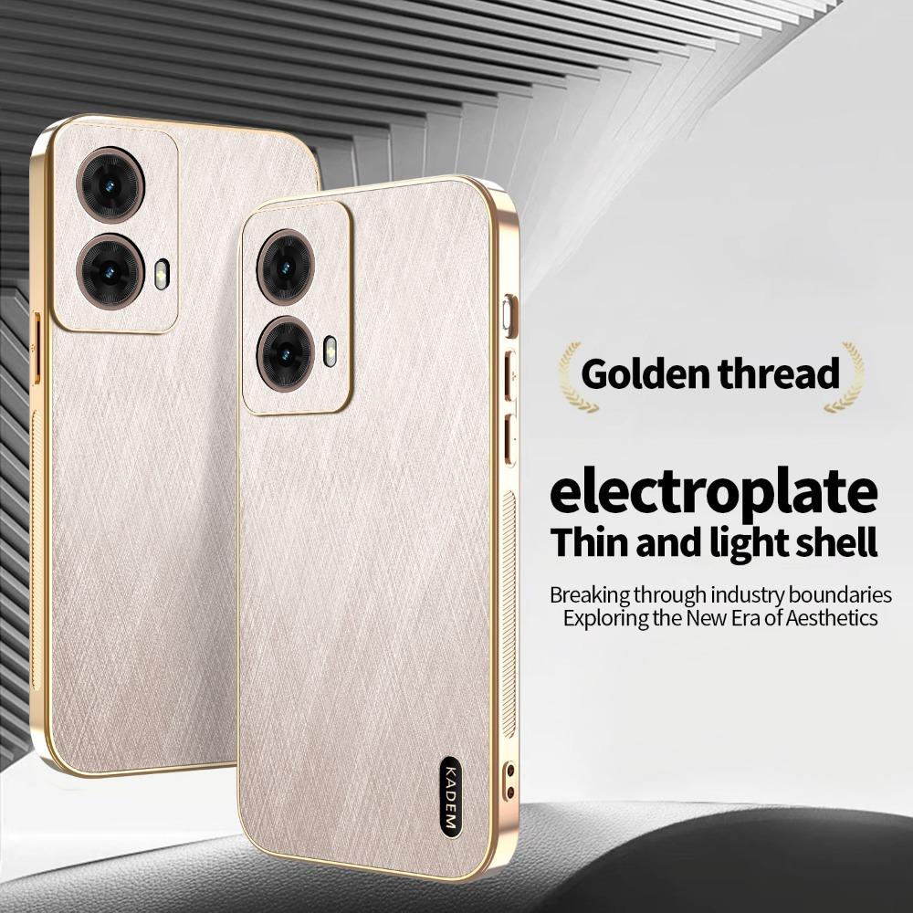 Plating Gold Silk Skin Case for Motorola Moto Edge 60 50 40 Pro Ultra Fusion Neo G Stylus 2023 G86 G45 Leather Shockproof Cover