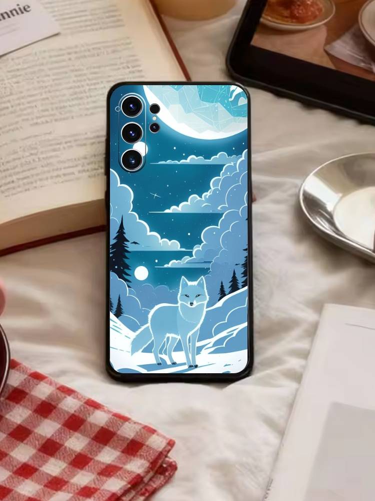 Starry Night Whimsical Landscape Phone Case For Samsung S26,S25,S24,S23,S22,S21,S20,Ultra,Plus,FE Black Soft Cover