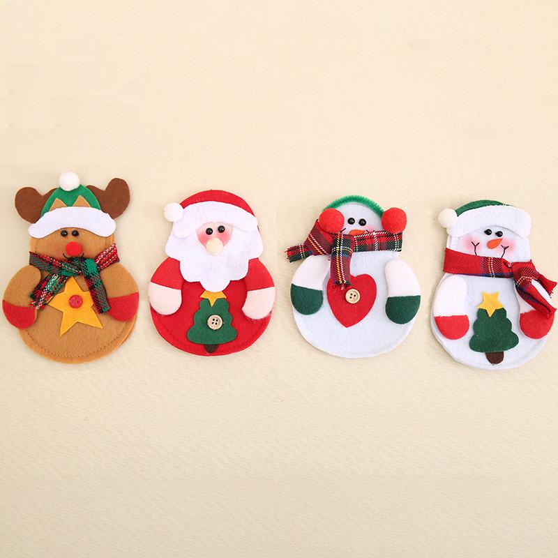 Charming Christmas Cutlery Holder Set Featuring Santa Claus Snowman And Reindeer For Dining Decor